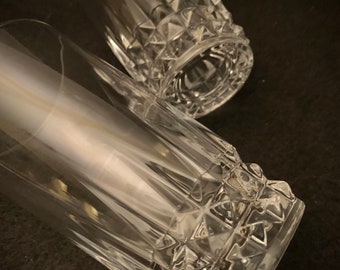 Exquisite W.M. Dalton French Lead Crystal Verite Pattern Beverage Glasses - Set of (2) IOB