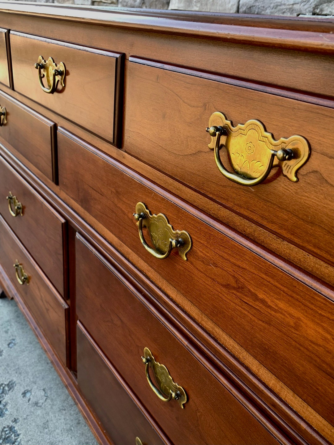 PENNSYLVANIA HOUSE　アンティークチェスト　ブラウン Vintage Pennsylvania House Cherry Dresser With Mirror: 9-drawer