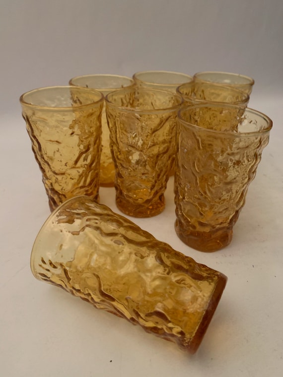 Vintage Anchor Hocking Lido Milano Amber / Gold / Honey Crinkle