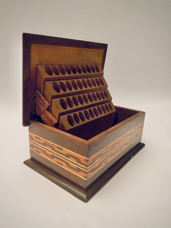 cigarette box wood Vintage Wood Retractable Folding Cigarette Box