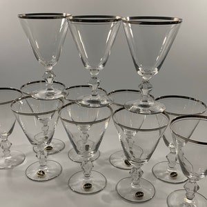 Vintage Glastonbury Lotus  Brookmere Colony Platinum Rimmed Wine Glasses - Set of (4)