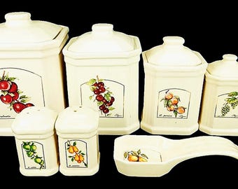 Vintage Elgin Keramik Vorratsdosen Set: Obst Küche Dekor