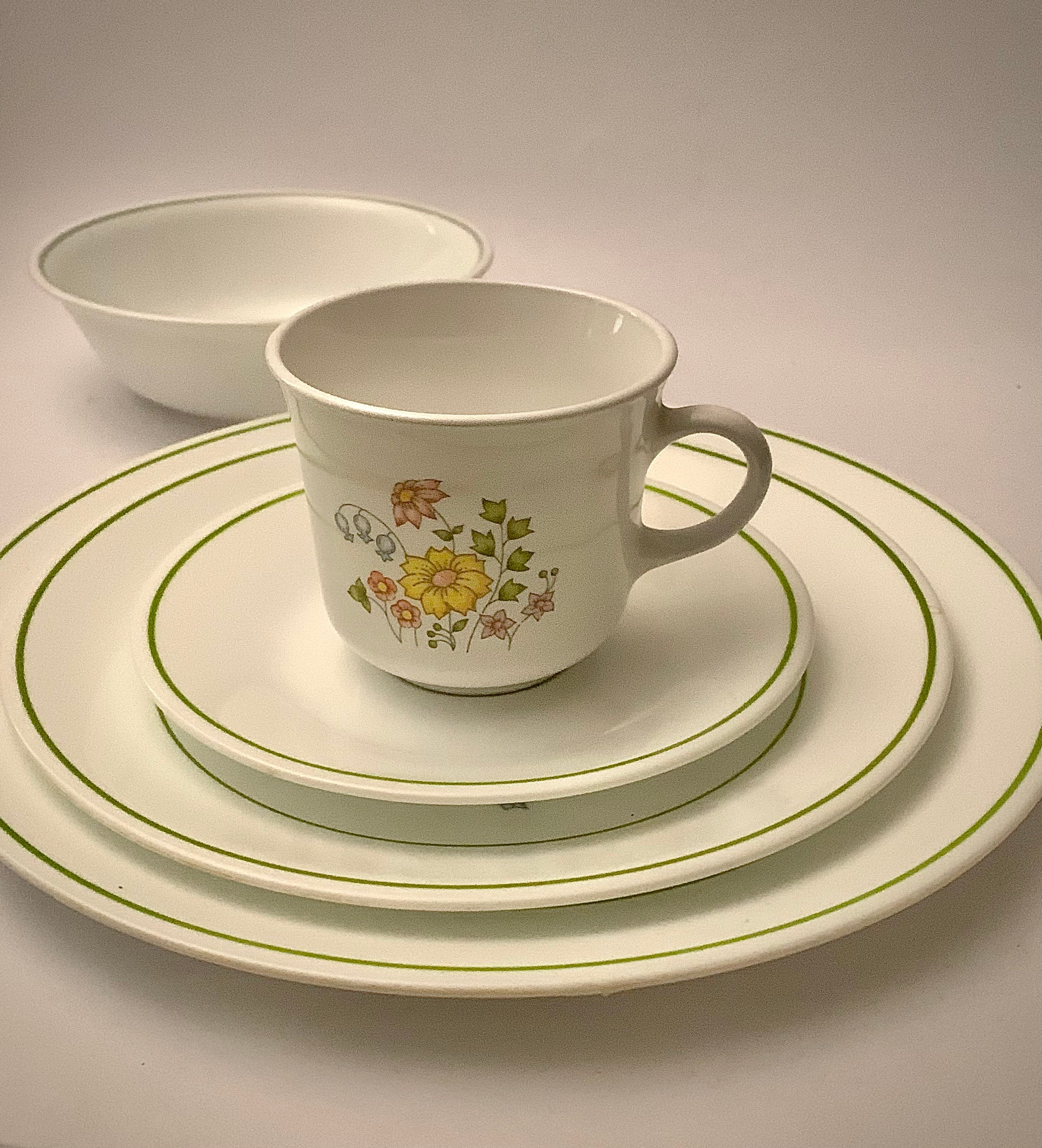 Vintage 1970s Corelle Spring Meadow Dinnerware Open Stock Etsy