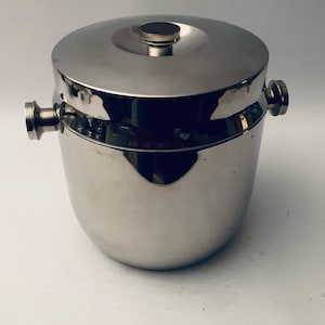 Vintage Mid-century Chrome & Wood Ice Bucket