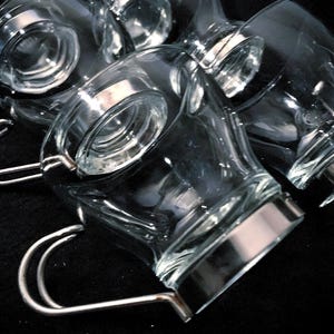 Vintage Bormioli Italy Tempered Glass and Stainless Steel Oslo Demitasse Espresso Cups, Glass Inserts Stainless Holders - Set of (4)