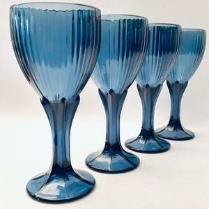 Fostoria Dark Blue “ Monet” Wine Glasses - Set of (2) or (4)