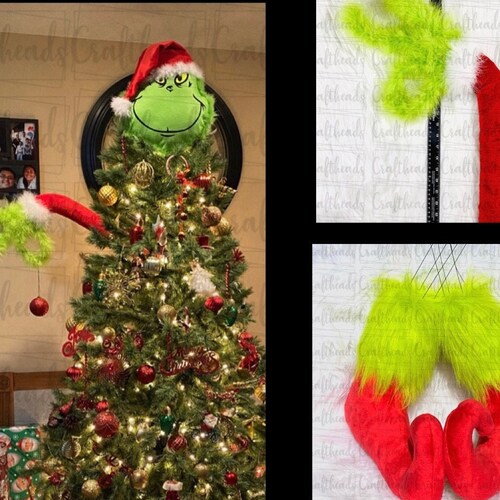 Grinch Head and Arm Tree Topper Etsy