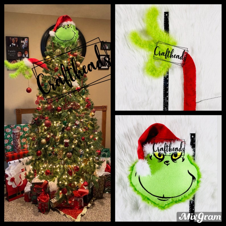 The Grinch Arm Ornament Head Tree Topper Christmas Etsy