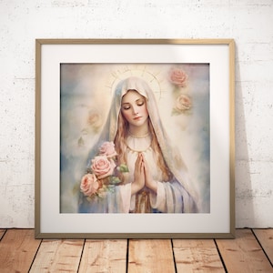Jungfrau Maria, Unbefleckte, christliche Digitale Kunst, christliches Dekor, katholische Kunst, katholischer Druck, katholischer Kunstdruck, Digitaldruck, herunterladen