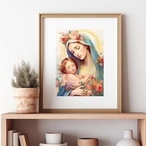 Virgin Mary, Immaculate, Catholic Art, Christian Digital Art, Catholic Print, Catholic Art Print, Digital Print, Christian Decor, Catholic