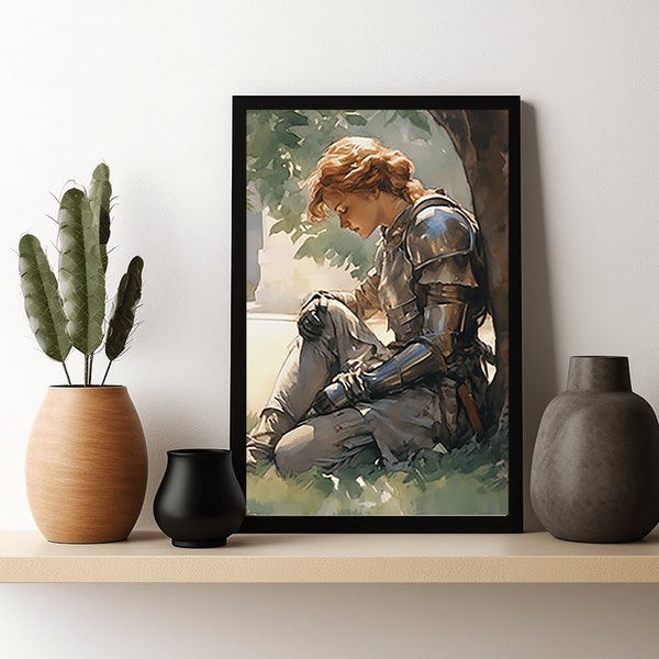 St Joan of Arc Watercolor art, catholic printable, clipart, digital download, wall art, christian, St Joan art, christian art