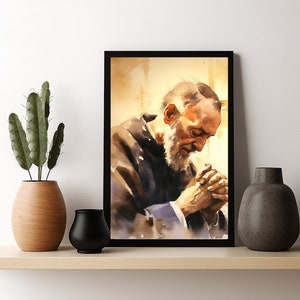 St Padre Pio digital watercolor painting, DIGITAL DOWNLOAD, Catholic Printable with commercial rights, Padre Pio, Catholic clipart, PNG