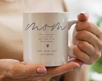 Personalized Mom Coffee Mug – Custom Kids Names, Mother's Day Gift
