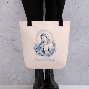 Marian Tote Bag, gift for Catholic mothers, Catholic tote bag, catholic Christmas gift, Religious gift, tote bag for mass