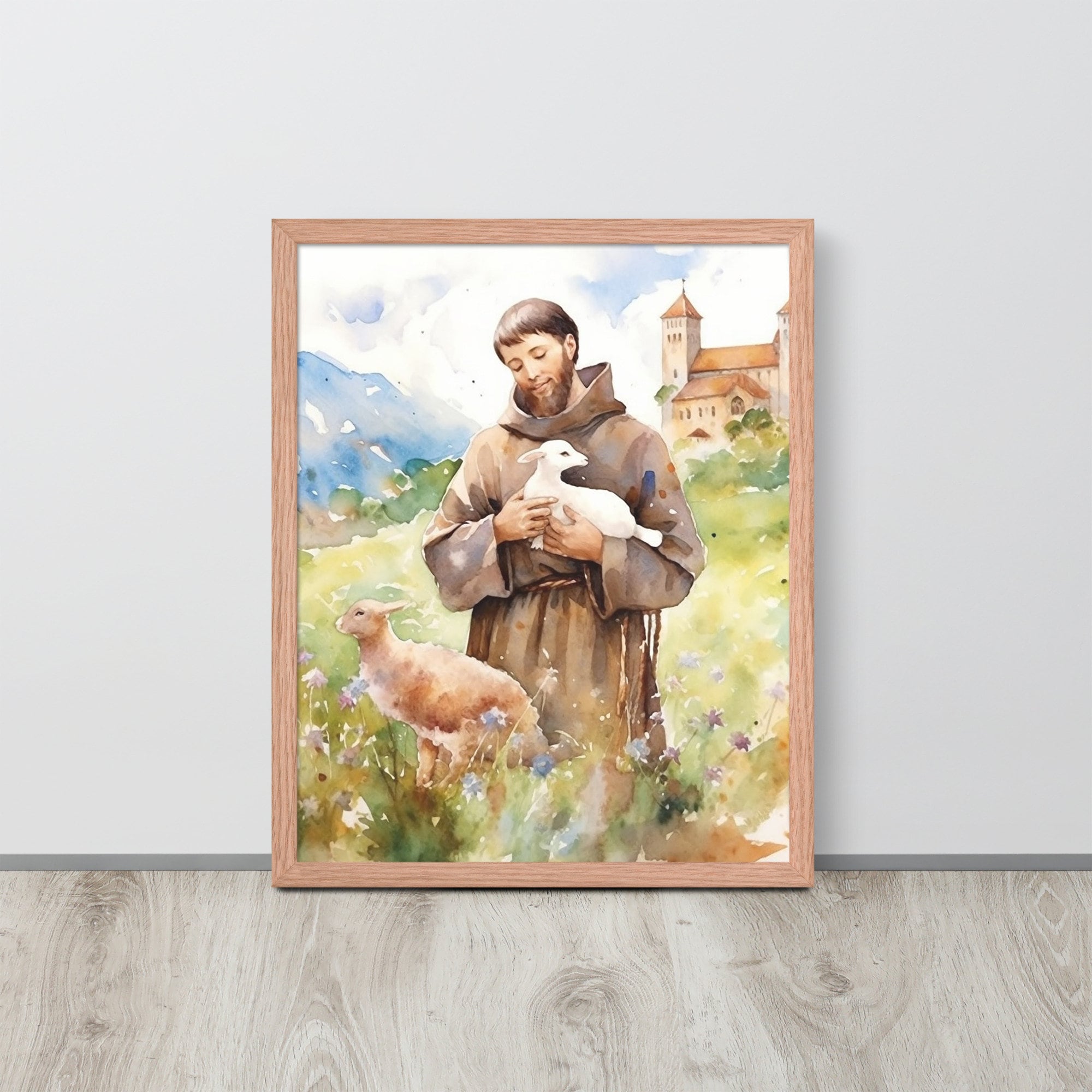 St. Francis of Assisi Framed Art Print – Catholic Saint Wall Decor – Gift for Animal Lovers or Nature Enthusiasts