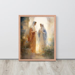 The Visitation Framed Print, Rosary Mystery Print, Catholic wall art, Catholic framed print, Blessed Virgin Mary art, Rosary art, Meditation