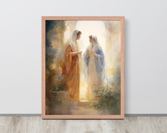 The Visitation Framed Print, Rosary Mystery Print, Catholic wall art, Catholic framed print, Blessed Virgin Mary art, Rosary art, Meditation
