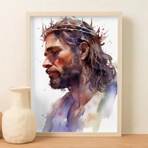 Jesus Christ with the Crown of Thorns, Instant download, Digital download, catholic printable, PNG, JPG, christian, Jesus Art