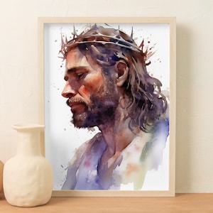 Jesus Christ with the Crown of Thorns, Instant download, Digital download, catholic printable, PNG, JPG, christian, Jesus Art