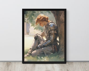 Saint Joan of Arc Framed Print,  catholic art print, patron Saint of France, Catholic prints, St Joan art, christian art, Saints prints