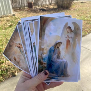 Postales del Misterio del Rosario Católico: Impresiones de obras de arte espirituales para la Confirmación, la Oración y la Meditación