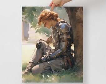 Saint Joan of Arc Poster Print, catholic art print, patron Saint of France, Catholic prints, St Joan art, christian art, Saints prints