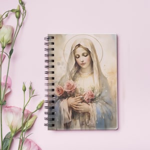 Gesegnete Jungfrau Maria Notizbuch, katholisches Gebetstagebuch, Gebetstagebuch, Geschenk für Katholiken, marianisches Notizbuch