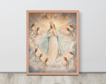 Fifth Glorious Mystery Framed Print, The coronation of the Blessed Virgin Mary, Queen of Heaven, Rosary Art, Virgin Mary, Catholic art