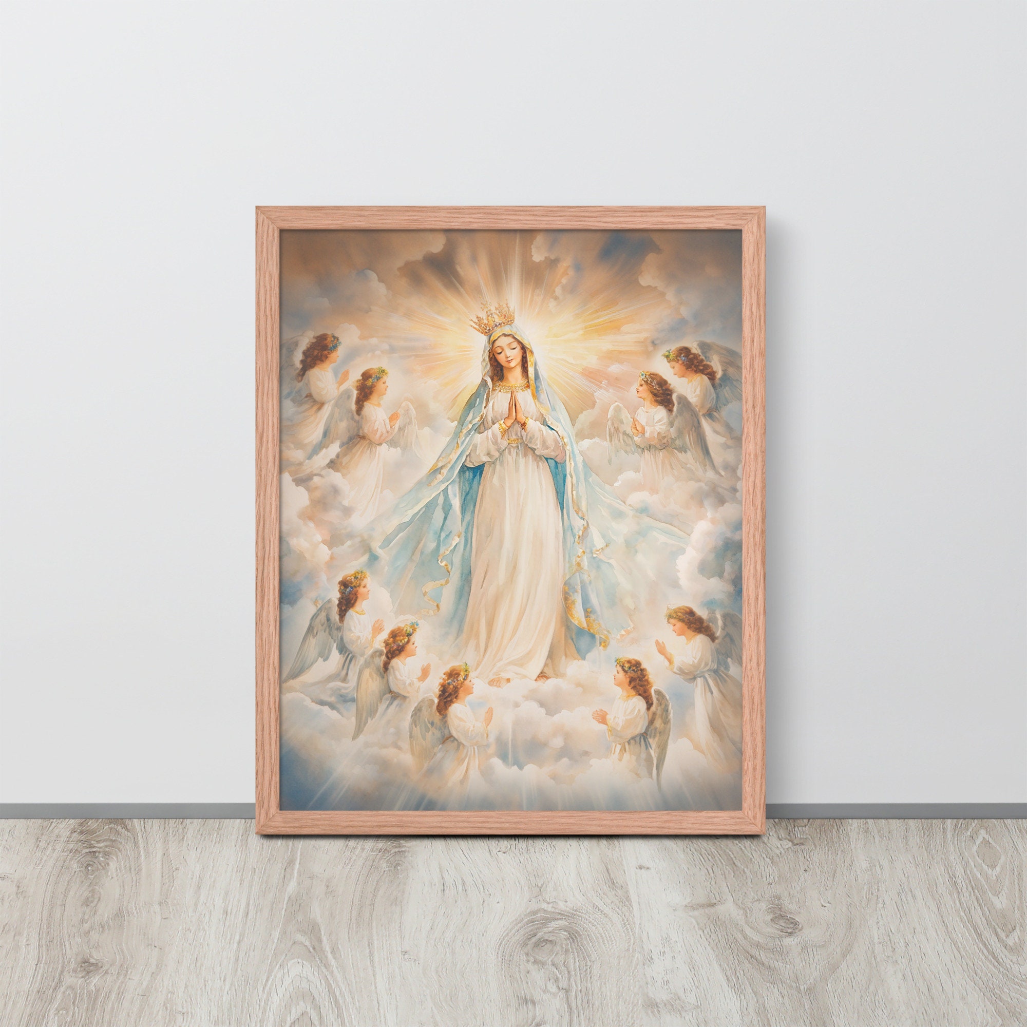 Virgin Mary Framed Print, Queen of Heaven, Catholic Rosary Art - Etsy
