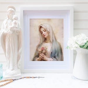 Blessed Virgin Mary Watercolor art, DOWNLOADABLE digital print, catholic printable, clipart, digital download, christian, Mary our Mother