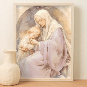 St. Anne Watercolor Painting | Digital Download | Catholic Devotional Art | Printable Decor | Instant Download