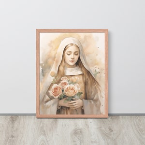 St Therese of the Child Jesus Framed Print, St Theres of Lisieux, Saints art print, Modern Catholic art, Modern Catholic home decor