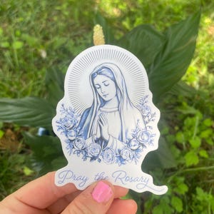 Blessed Virgin Mary Vinyl Decal Sticker, Catholic Stickers for water bottles, Water bottle sticker, Catholic gifts, Marian symbol, Catholic