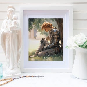 St Joan of Arc print, saints of the month, saints art, catholic printable, digital download, wall art, christian, St Joan art, christian art