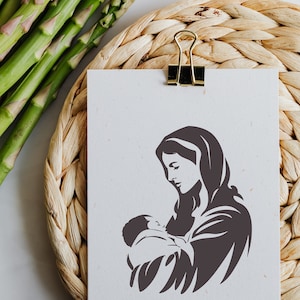 Madonna en kind SVG, kerst SVG, PNG, kerststal gravure, moeder Mary Cricut, digitale Flie Cricut, sublimatie, digitale download