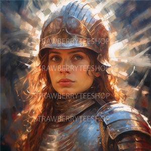 St Joan of Arc Watercolor art, catholic printable, clipart, digital download, wall art, christian, St Joan art, christian art