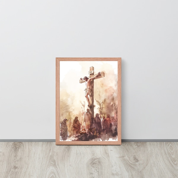 The Crucifixion, Fifth sorrowful mystery, Jesus art, Rosary mysteries print, Rosary Art, Lenten Print, Stations of the Cross, Catholic