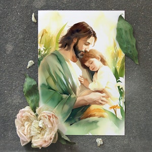 St. Joseph Printable Watercolor Art – Catholic Saint Wall Decor – Husband and Father Devotion Print