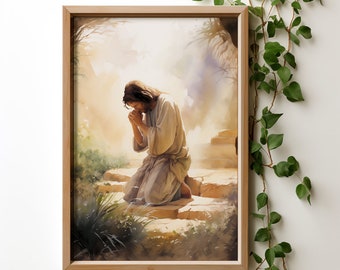 Agony in the Garden Rosary Art – First Sorrowful Mystery Print – Passion of Christ Catholic Wall Decor