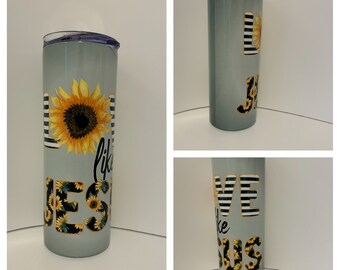 Skinny 20oz Christian Tumbler w/Lid and Straw, Love Like Jesus, Religious Gifts