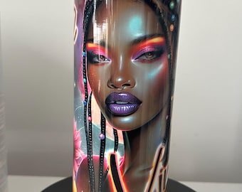 Skinny 20oz Zodiac African Women Tumbler, Gift for Women, Virgo Themed Tumbler