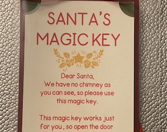 Handmade Magic Santa Key with Poem, Santa’s Magic Key, Magic Key No Chimney, Key with Tag  & Poem