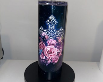 Skinny 20oz Christian Tumbler w/Lid and Straw, Bible Verse Tumbler, Religious Gifts