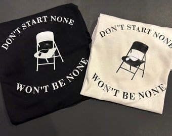Custom Printed Montgomery Folding Chair T-Shirt, Internet Meme T-Shirt, Viral Montgomery Riverfront Brawl Tee