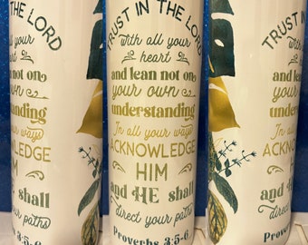 Skinny 20oz Christian Tumbler w/Lid and Straw, Bible Verse Tumbler, Religious Gifts, Gift for Women, Faith Hope Love