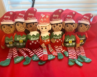 Personalized Christmas Elf, Stuffed Elf, Stocking Stuffer, Multicultural Plush Elves, Christmas Decorations, Christmas Elf