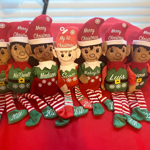 Elfo de Navidad personalizado, Elfo de peluche, Relleno de calcetín, Elfos de peluche multiculturales, Decoraciones navideñas, Elfo de Navidad