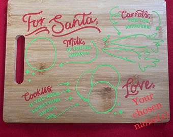 Personalized Santa’s Cookie Tray with Handle, Milk and Cookies for Santa