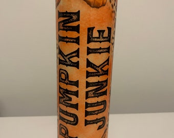 Pumpkin Junkie Tumbler, Fall Tumbler, Halloween Tumbler, Autumn Tumbler,  Skinny 20oz Tumbler w/Lid and Metal Straw