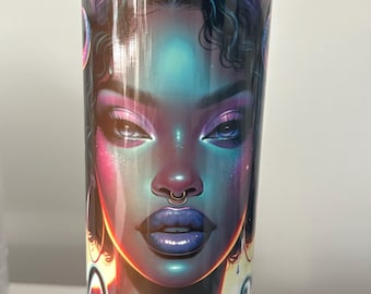 Skinny 20oz Zodiac African Women Tumbler, Gift for Women, Aries Themed Tumbler